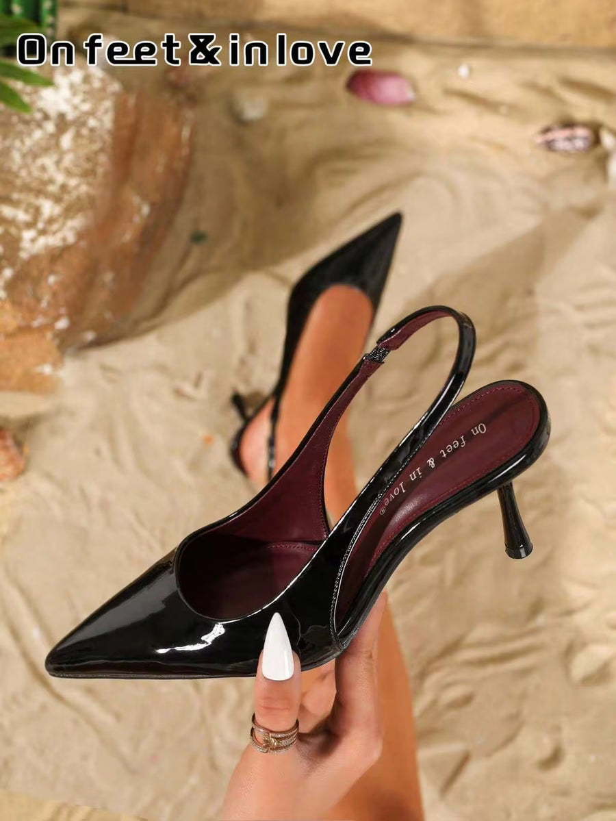 On feet& in love Women's Elegant Pointed Toe Backstrap High Heel Pumps, Versatile Formal Work Wear Shoes Suitable For Wedding Dress, Elegant, Kitten Heels, Party
